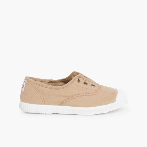 Leinwand-Sneakers ohne Schnürsenkel mit Gummispitze Sand
