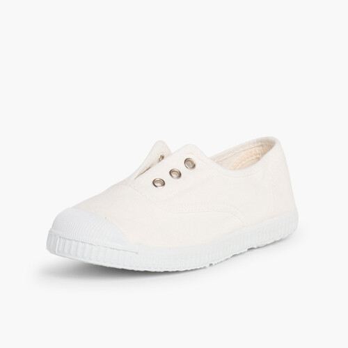 Leinwand-Sneakers ohne Schnürsenkel mit Gummispitze Weiß