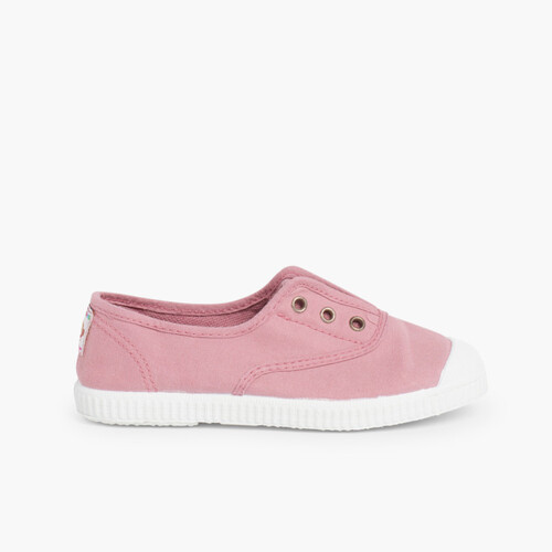 Leinwand-Sneakers ohne Schnürsenkel mit Gummispitze Rosa