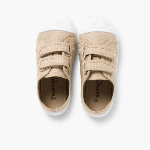 Leinwand-Sneakers für Kinder mit Klettverschlussriemen Sand