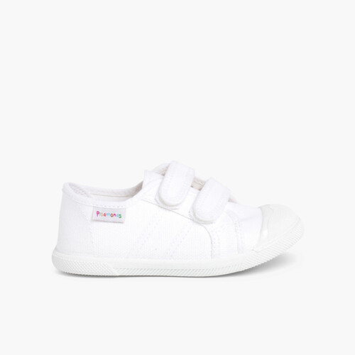 Leinwand-Sneakers für Kinder mit Klettverschlussriemen Weiß