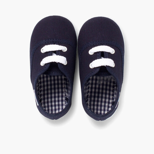 Kindersneakers mit Schnürsenkeln Marineblau