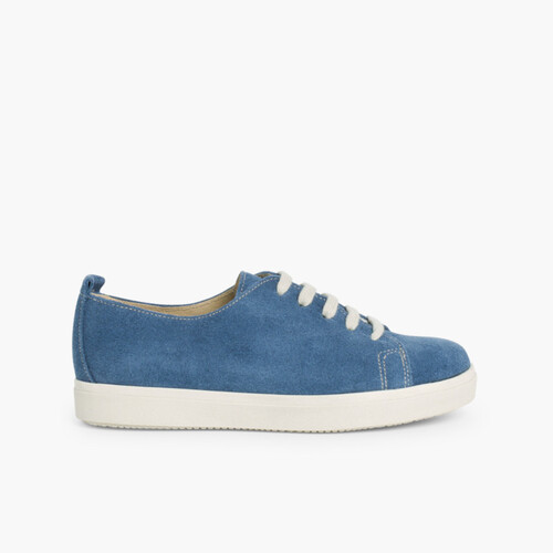 Sportschuhe aus Wildleder mit Schnürsenkeln Jeansblau