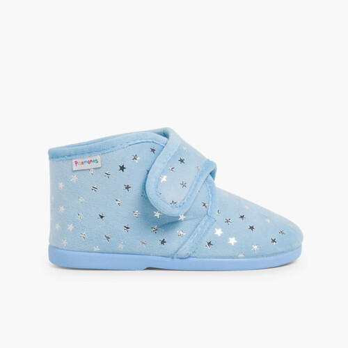 Hausschuhe mit Sternchen-Bootie-Design Himmelblau
