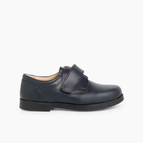 Leder-Klettverschluss-Schulschuhe für Jungen Marineblau