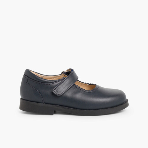 Mary Janes Schulschuhe für Mädchen mit Klettverschlussriemen Marineblau