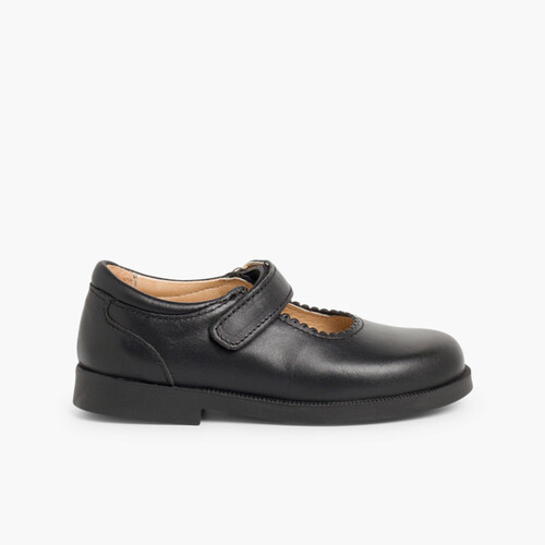 Mary Janes Schulschuhe für Mädchen mit Klettverschlussriemen Schwarz
