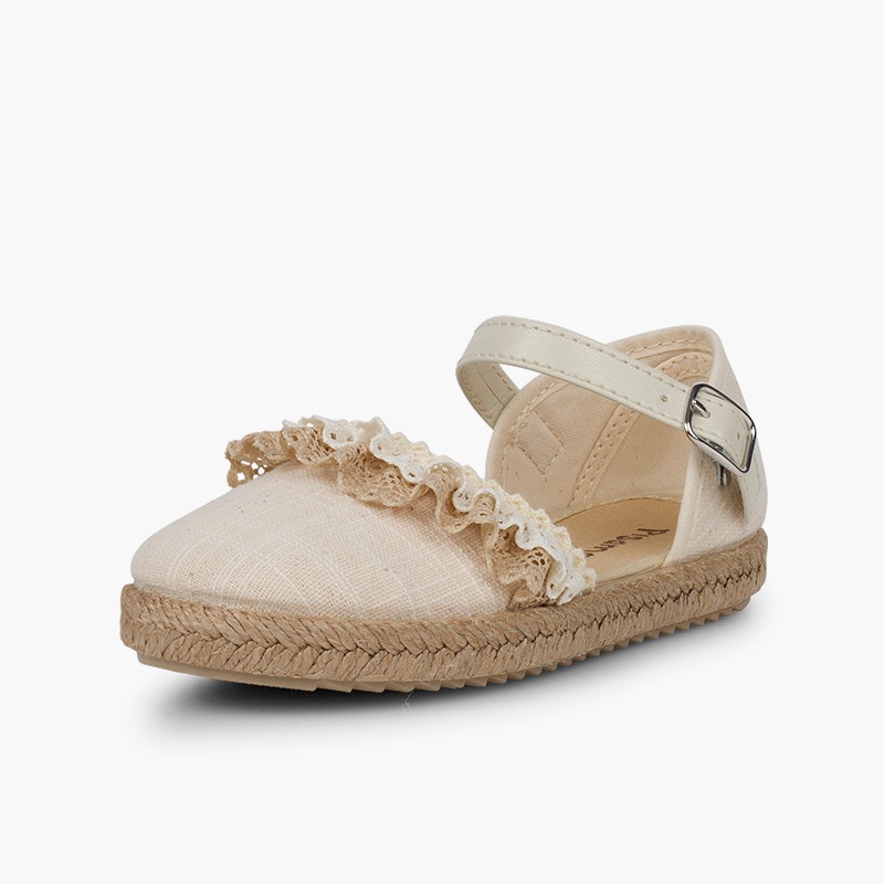 Espadrilles für Mädchen mit Spitze Roh