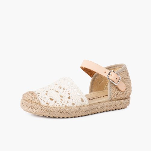 Espadrilles mit Makramee für Mädchen mit Schnalle Roh