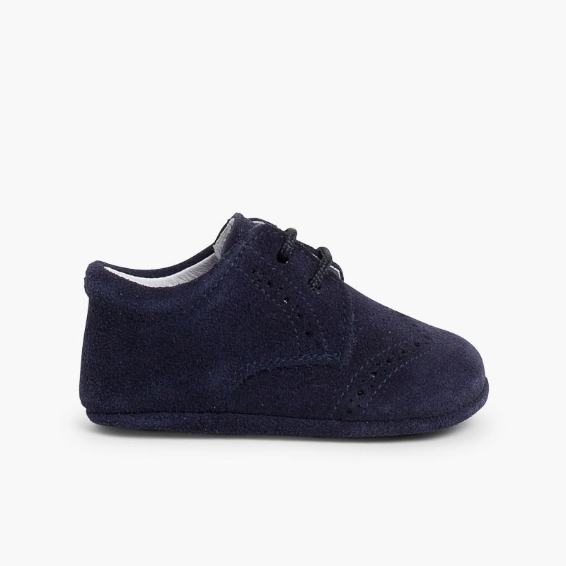 Baby Wildleder Schuhe mit Riemchen im Blucher-Stil Marineblau