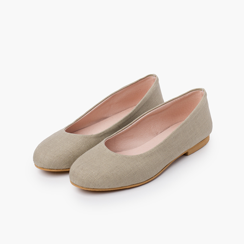 Ballerinas mit eleganter Sohle aus Leinen Toffee
