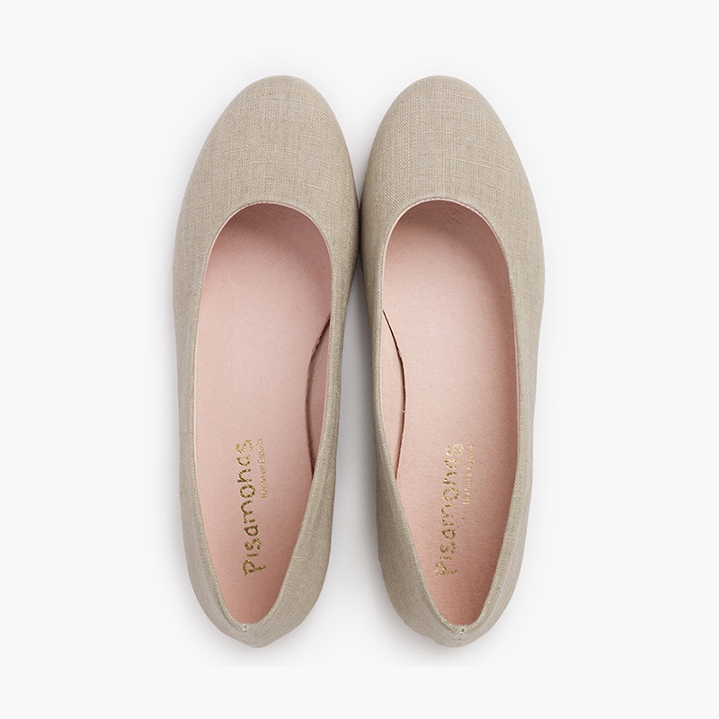 Ballerinas mit eleganter Sohle aus Leinen Toffee