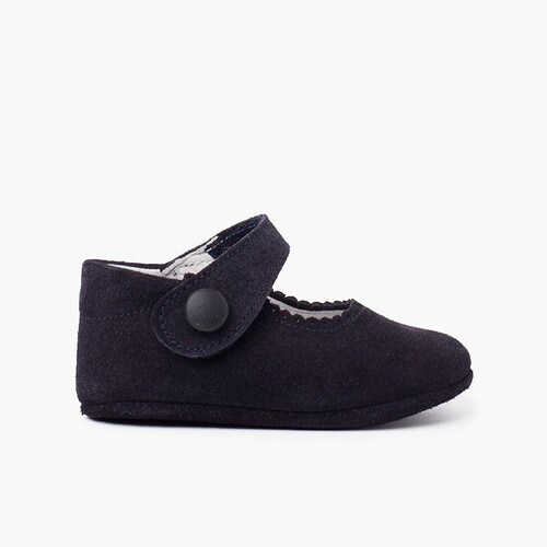 Baby Ballerinas aus Wildleder mit Klettverschluss Marineblau