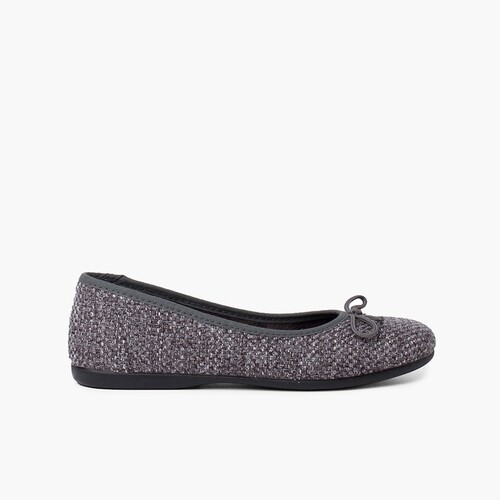 Tweed-Ballerinas für Mädchen mit Band Grau