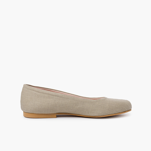 Ballerinas mit eleganter Sohle aus Leinen Toffee