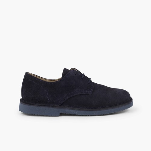 Blucherschuhe aus Wildleder, schlicht, formelle Schuhe für Jungen Marineblau