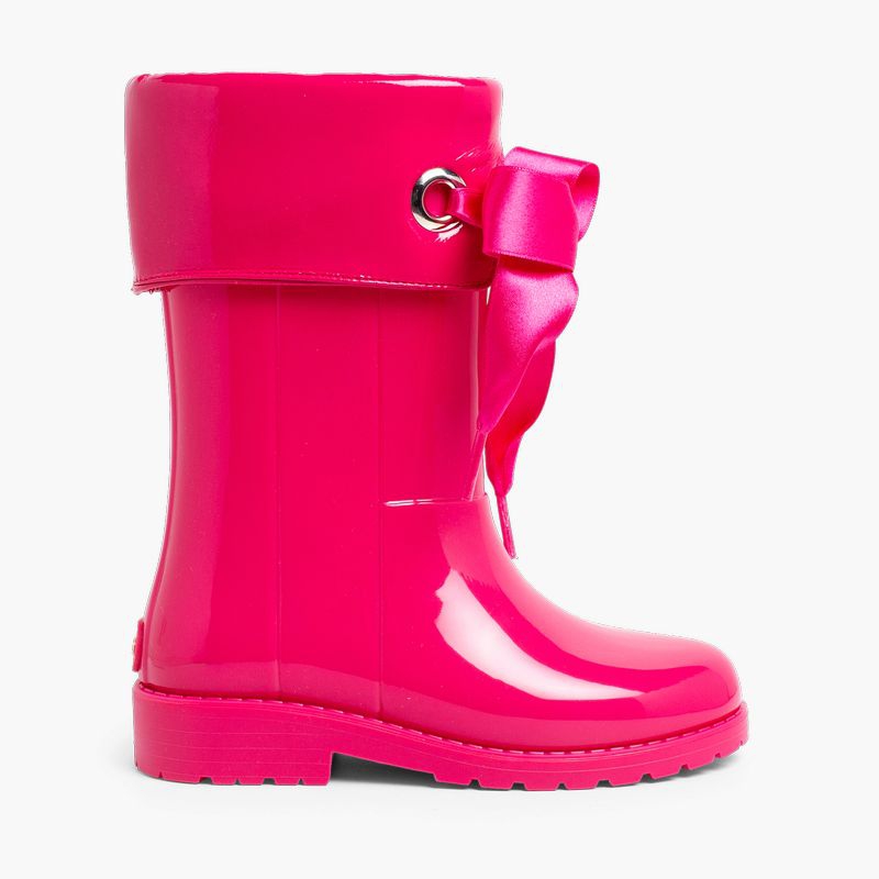 Gummistiefel Mädchen im Camper-Stil aus Lackleder Fuchsia