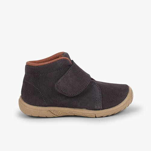 Wildleder Baby Stiefel mit Klettverschluss und verstärkter Spitze Grau