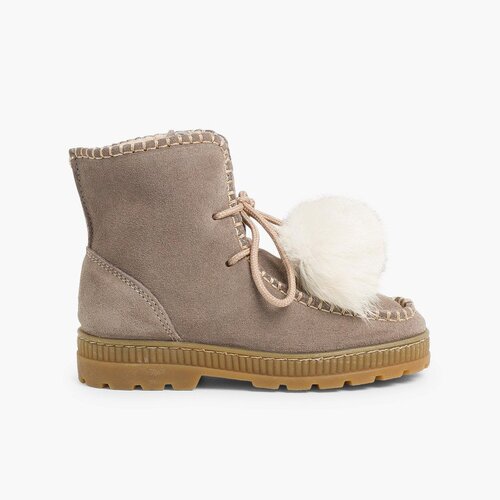 Wildlederstiefel mit Pompons für Mädchen Grau