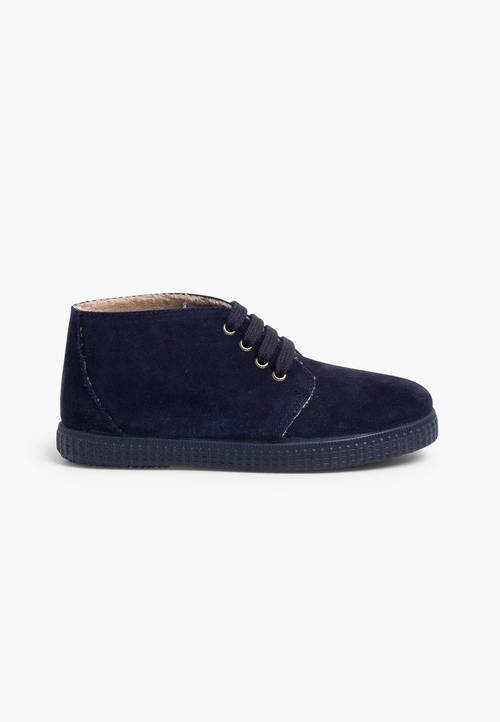 Stiefel mit künstlichem Fellfutter und Schnürsenkeln Marineblau