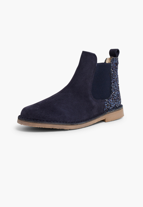 Mädchen Stiefeletten aus Wildleder mit Glitzer-Fersenpartie Marineblau