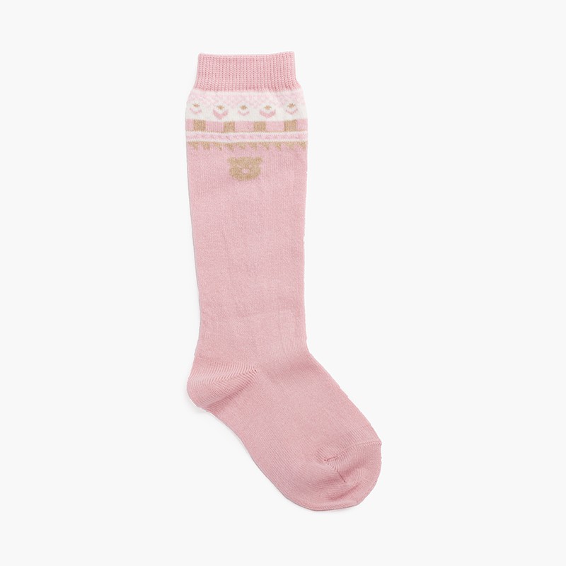 Fantasy Tall Socken mit Teddybär für Kinder Rosa