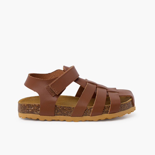 Kinder-Strandsandalen aus Leder mit Bio-Sohle Leder