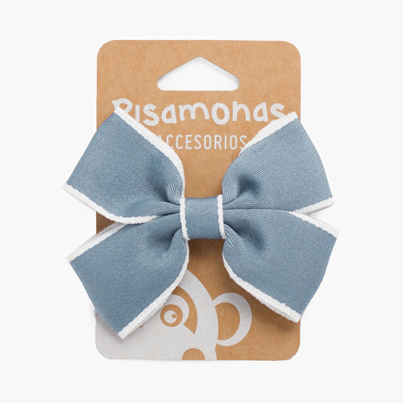Haarklammer mit Schleife und weißem Rand Französisch Blau