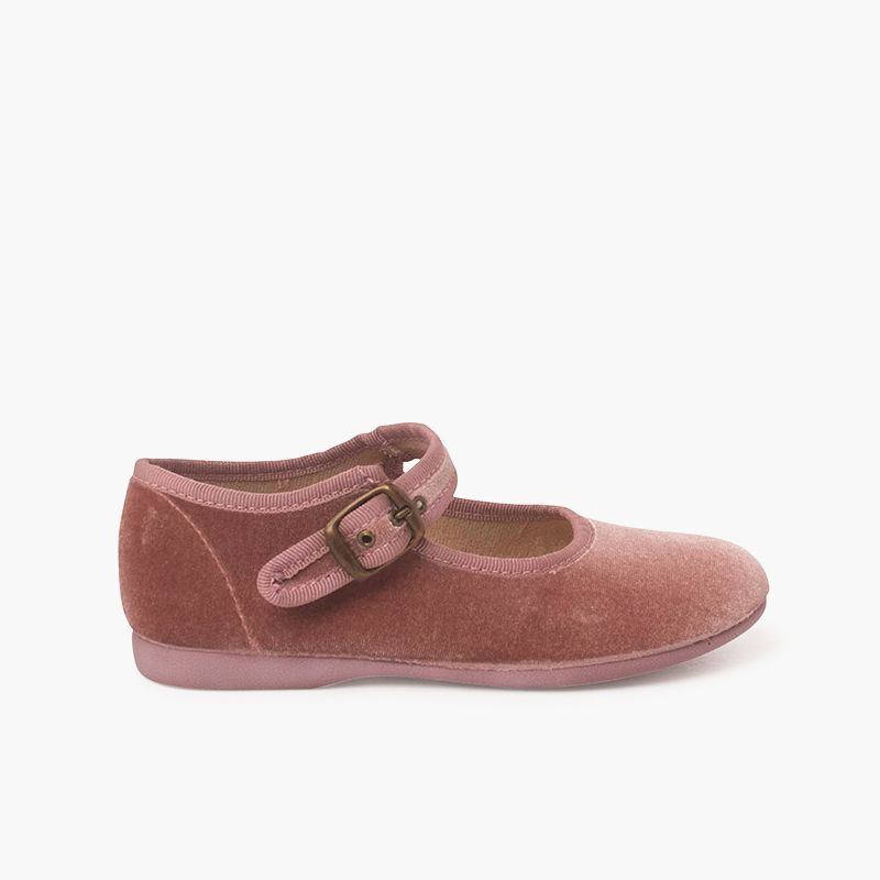Mädchen Riemchenballerinas  aus Samt mit Schnalle