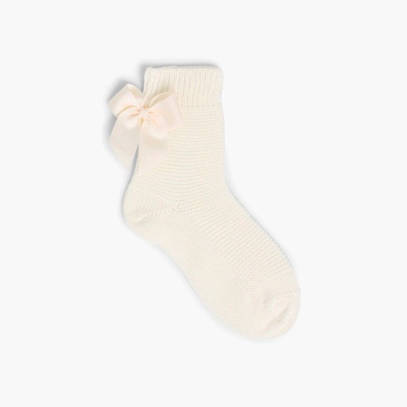 Kurze Strümpfe mit Bobble-Stich und Schleife