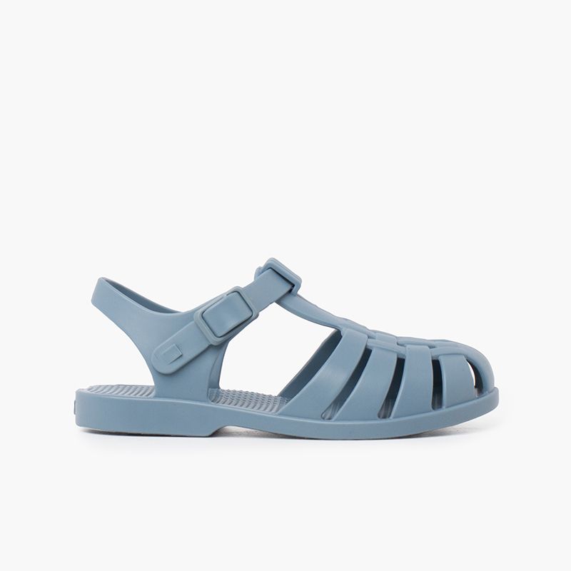 Krabbensandalen für Kinder mit Knopfverschluss in pudrigen Farben