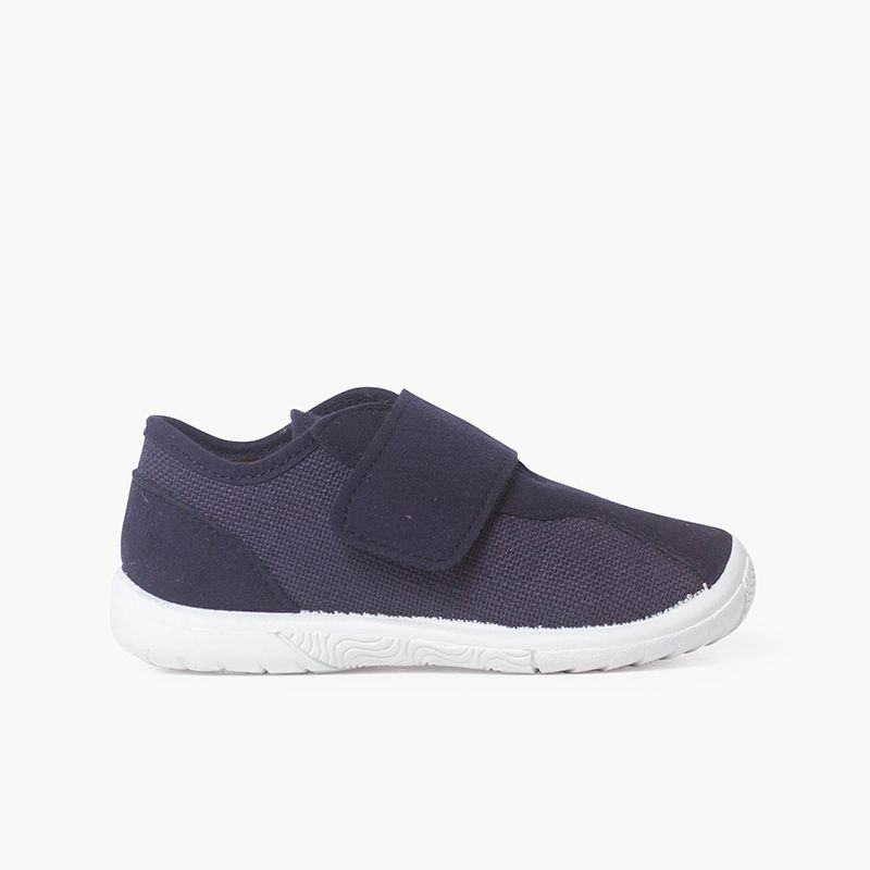 Leinen- und Nobutex-Sneakers mit Klettverschluss