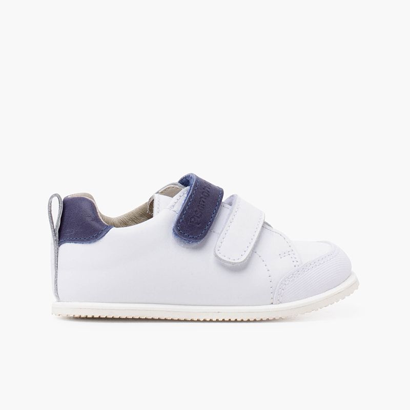 Ledersneakers mit doppeltem Klettverschluss in Farben