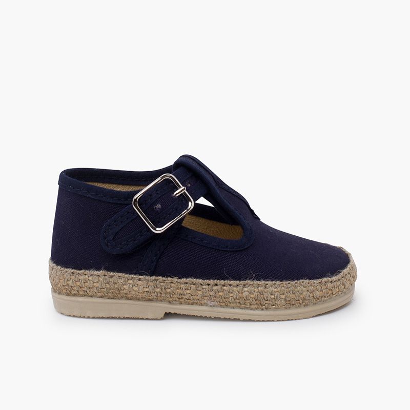 Baby-Schuhe aus Leinen und Jute mit Schnalle