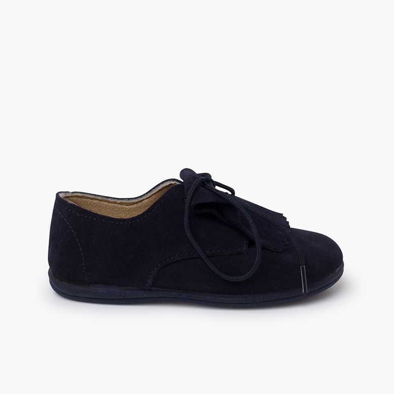 Blucher-Schuhe aus Wildleder mit Fransen-Zunge