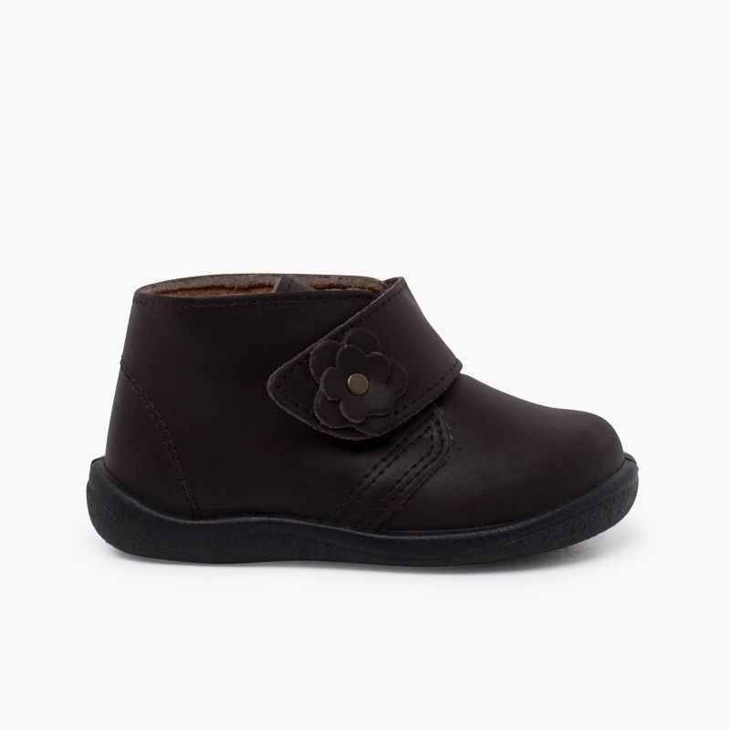 Waschbare Lederstiefeletten für Mädchen mit Blumen