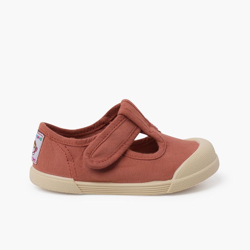 Barefoot Leinen T-Riemchenschuhe