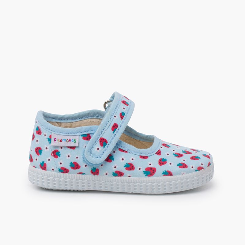 Mary Janes mit Erdbeerdruck und Klettverschluss