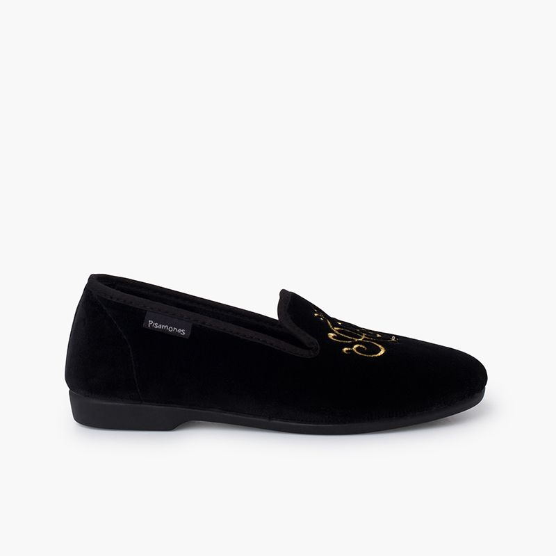 Venezianische Schuhe aus Samt mit Stickerei