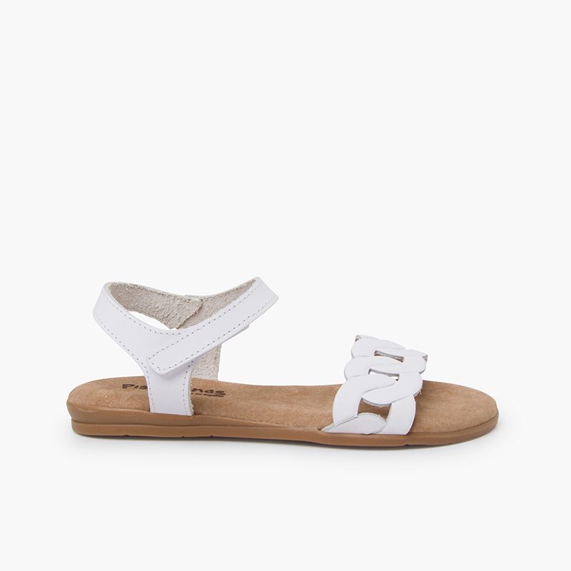 Ledersandalen mit Gliedern Klettverschluss