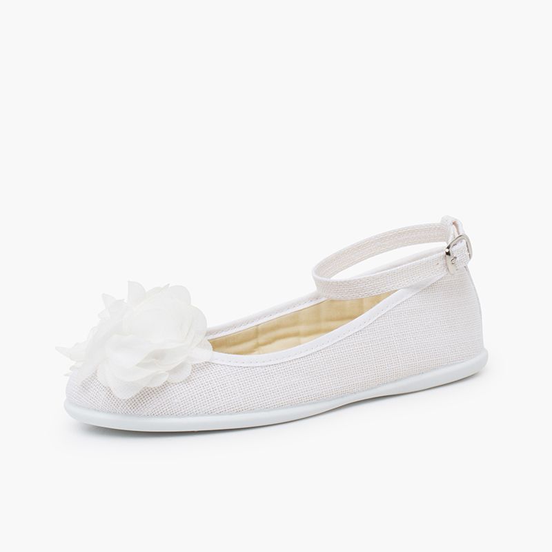 Ballerinas Leinen Knöchelriemen Gaze Blume