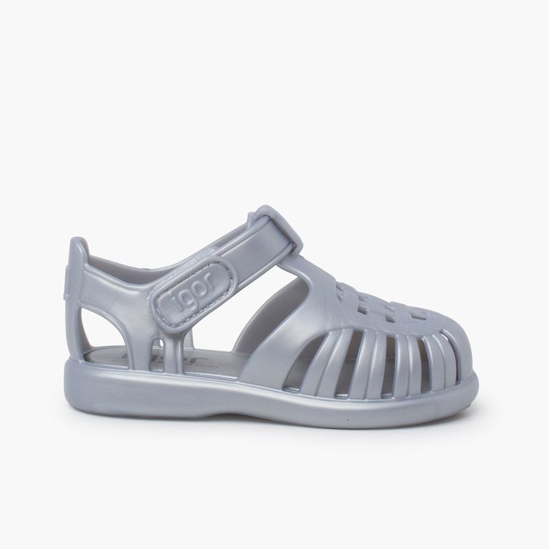 Tobby-Metallic-Strandsandalen Klettverschluss
