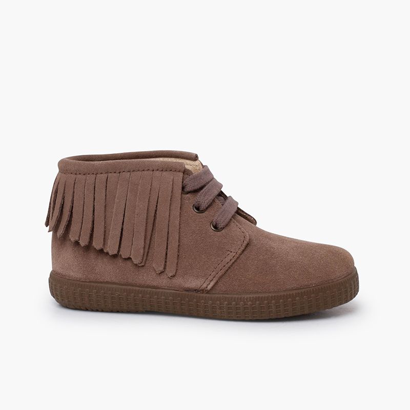 Kinderstiefel Wildleder Fransen runde Spitze