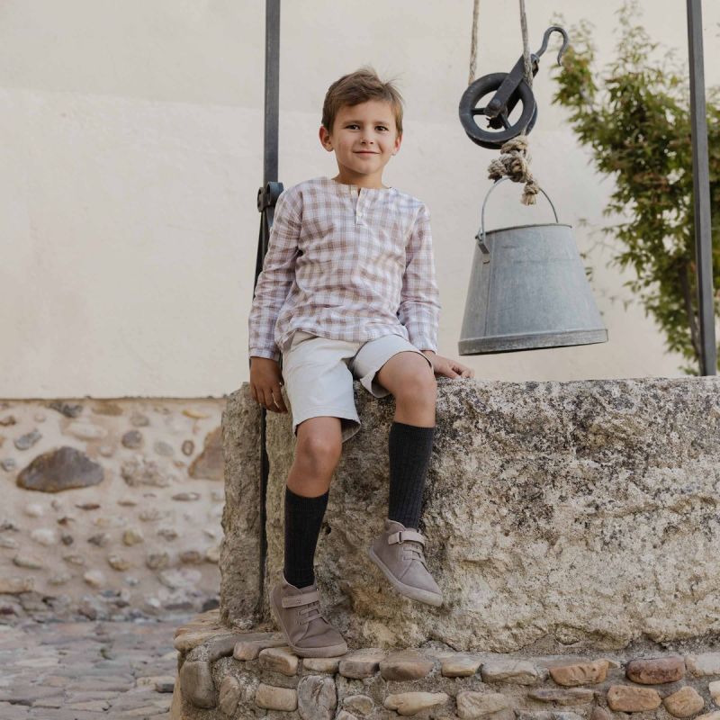 Barefoot-Stiefel Veloursleder Lederriemen und Schnürsenkeln