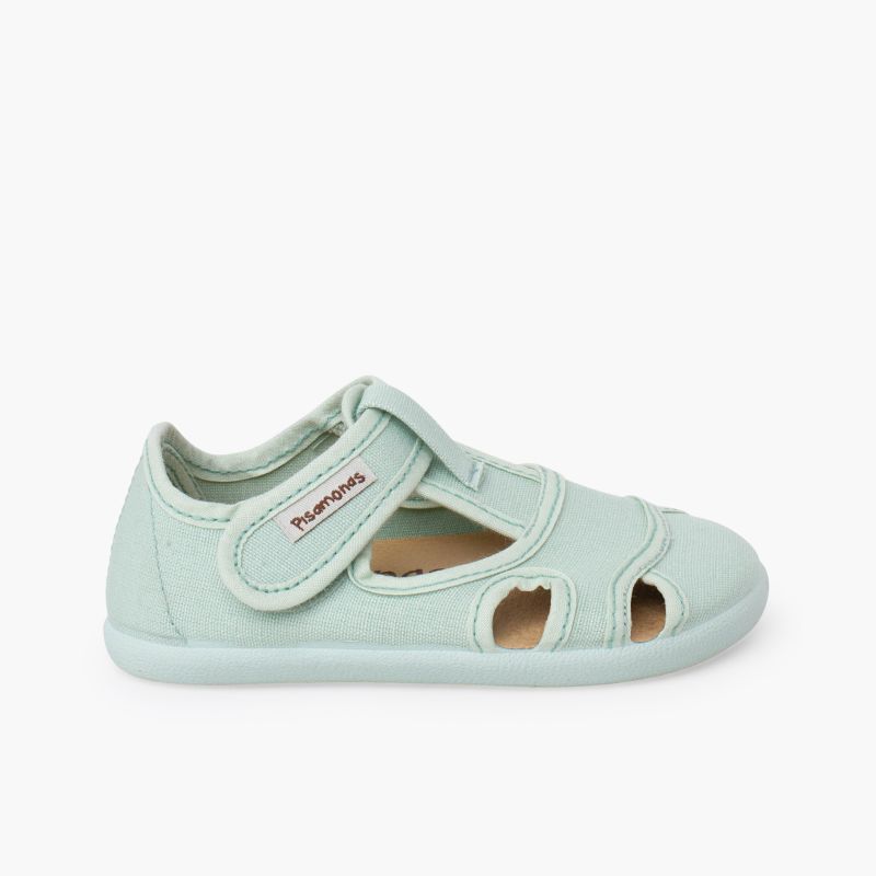 Barfuß-Sandalen Kinder Canvas breitem Verschluss