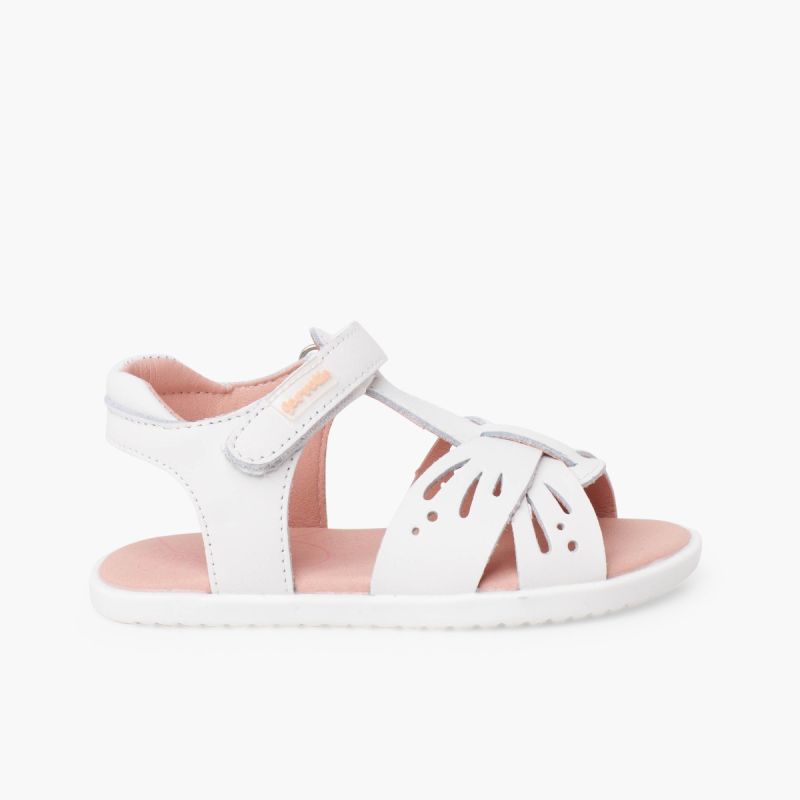 Barfußsandalen für Mädchen Schmetterling aus Leder