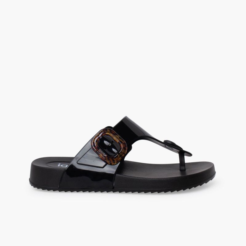 Extra leichte Zehentrenner Sandalen Glanz Damen