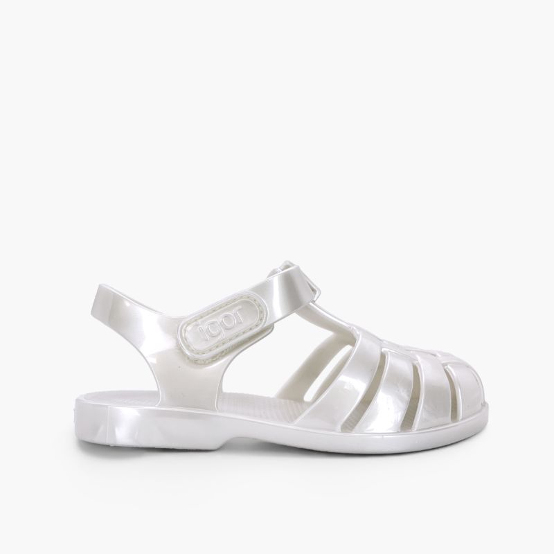 Strandsandalen Kinder Klettverschluss Perlmutt