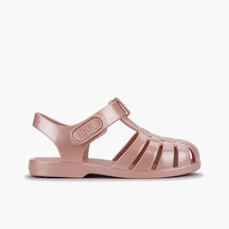 Strandsandalen Kinder Klettverschluss Perlmutt