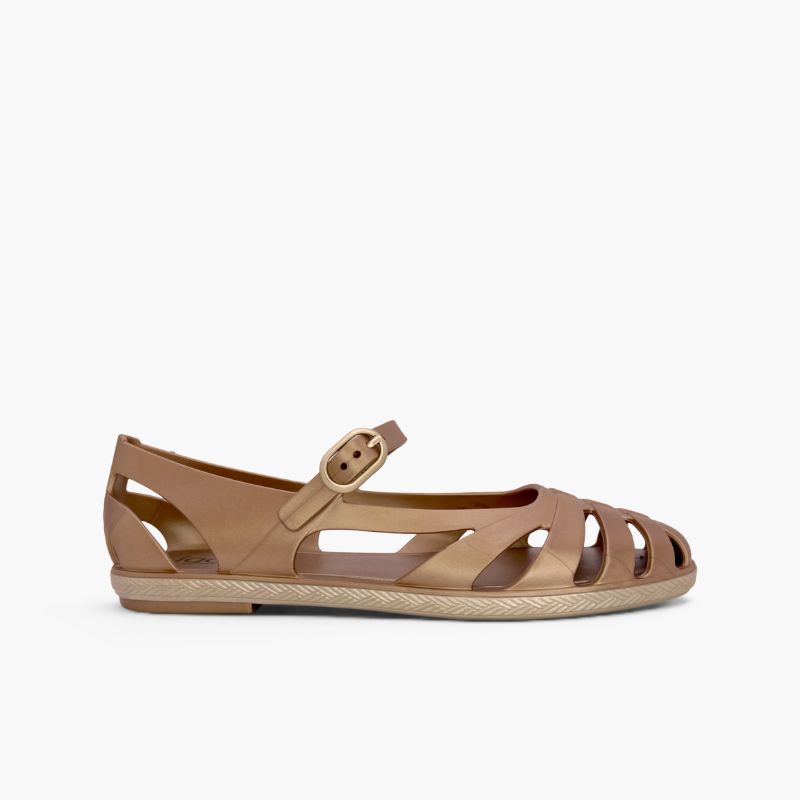 Strandsandalen Damen Mary-Jane-Stil Paris metallisch